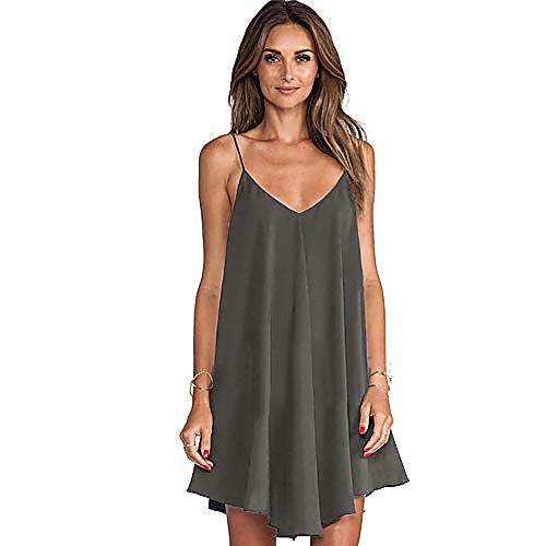 

spmor women's sleeveless loose dresses plain casual knitting tanks grey l