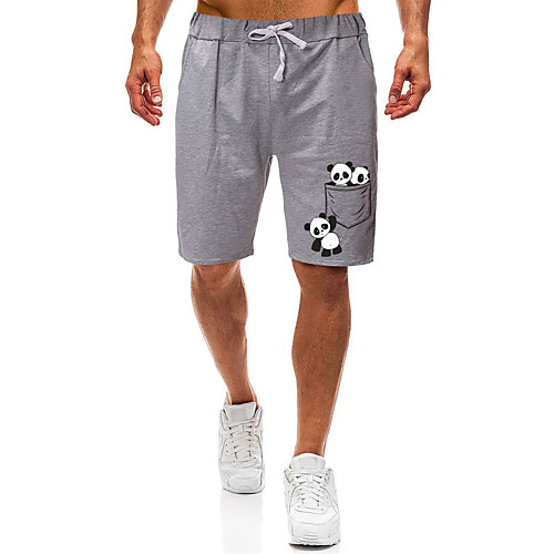 

Men's Casual / Sporty Athleisure Daily Gym Shorts Pants Bear Short Pocket Elastic Drawstring Design Print Light Grey