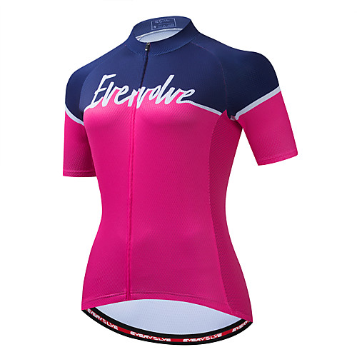 

Women's Short Sleeve Cycling Jersey Dark Pink Bike Top Sports Clothing Apparel / Micro-elastic / Athleisure