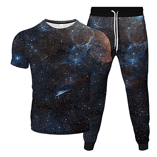 

Women's Men's 2 Piece Tracksuit Sweatsuit Street Casual 2pcs Summer Short Sleeve Moisture Wicking Breathable Soft Gym Workout Running Jogging Training Exercise Sportswear Normal Black Purple Dark
