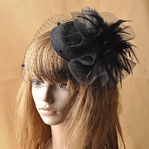 

Elegant Retro Tulle / Net Fascinators with Feather 1 Piece Special Occasion / Party / Evening Headpiece