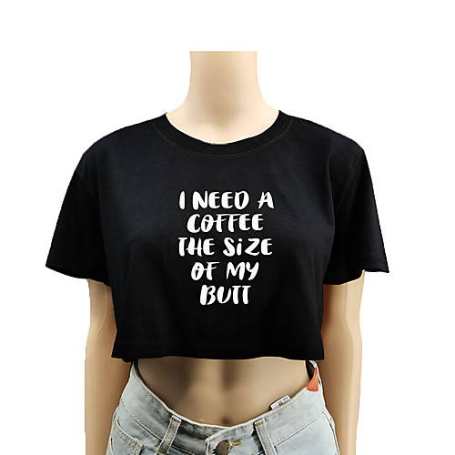 

Women's Crop Top Tee / T-shirt Crop Top Crew Neck Letter Printed Sport Athleisure T Shirt Top Short Sleeves Breathable Soft Comfortable Everyday Use Street Casual Daily Outdoor