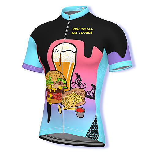 

21Grams Men's Short Sleeve Cycling Jersey Spandex Blue Bike Top Mountain Bike MTB Road Bike Cycling Breathable Quick Dry Sports Clothing Apparel / Athleisure