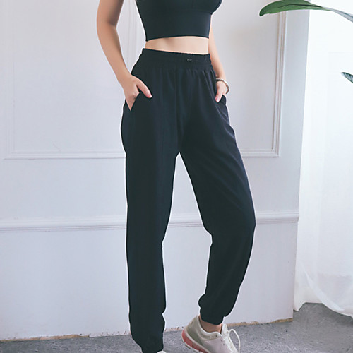 

Women's High Waist Yoga Pants Side Pockets Drawstring Bottoms Breathable Quick Dry Solid Color Black Purple Pink Yoga Fitness Gym Workout Winter Sports Activewear Micro-elastic Loose / Athletic