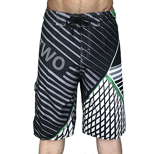 

Men's Swim Shorts Swim Trunks Board Shorts Breathable Quick Dry Drawstring - Swimming Surfing Water Sports Stripes Grid Pattern Summer