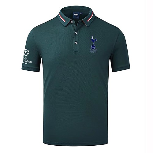 

Men's Polo Other Prints Flag Letter Print Short Sleeve Daily Tops Cotton Simple Casual White Black Red