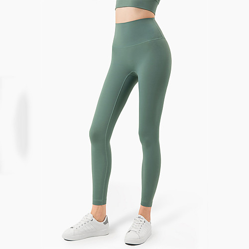

Women's High Waist Yoga Pants Hidden Waistband Pocket Cropped Leggings Tummy Control Butt Lift Breathable Solid Color Earth Yellow Black Purple Nylon Spandex Yoga Fitness Gym Workout Winter Sports