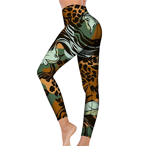 

21Grams Women's High Waist Yoga Pants Cropped Leggings Tummy Control Butt Lift Breathable Earth Yellow Fitness Gym Workout Running Sports Activewear High Elasticity