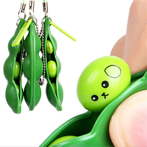 

3 Pack Edamame Keychain Fidget Toys - Squeeze-a-Bean Puchi Puti Mugen Keyring Pea Keychain Soybean Toys Gift