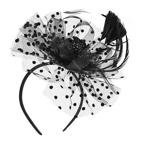 

Flower Style Elegant Feather Fascinators with Feather / Polka Dot 1 Piece Special Occasion / Party / Evening Headpiece