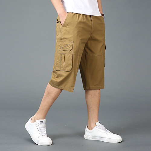 

Men's Hiking Shorts Solid Color Summer Outdoor Comfort Multi-Pockets Breathable Soft Cotton Capri Pants Dark Grey Black Yellow Army Green Hunting Fishing Climbing XL XXL XXXL 4XL 5XL