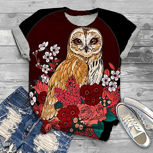 

Women's Plus Size Print Graphic Tribal Animal T shirt Large Size Round Neck Short Sleeve Tops XL XXL 3XL Red Big Size