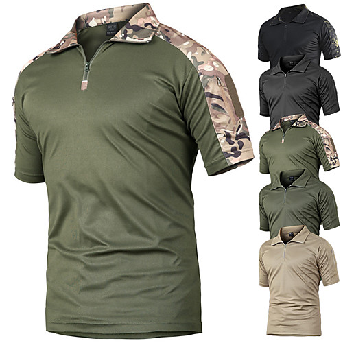 

Men's Hunting T-shirt Hiking Polo Shirt Military Tactical Shirt Camo / Camouflage Short Sleeve Outdoor Summer Fast Dry Breathability Wearable Quick Dry Top Polyester Camping / Hiking Hunting Fishing