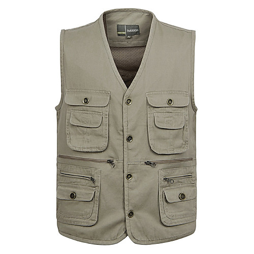 

Men's Fishing Vest Outdoor Breathable Mesh Multi-Pockets Quick Dry Lightweight Vest / Gilet Spring, Fall, Winter, Summer Fishing Photography Camping & Hiking Army Green Dark Green Khaki / Cotton