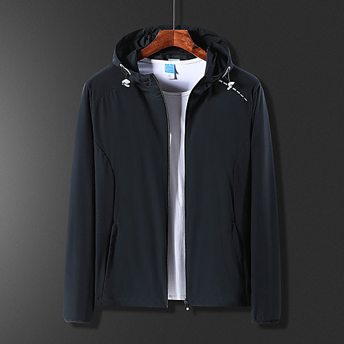 

Men's Hoodie Jacket Waterproof Hiking Jacket Hiking Windbreaker Outdoor Solid Color Waterproof Lightweight UV Sun Protection Windproof Jacket Hoodie Top Elastane Full Zip Hunting Fishing Climbing