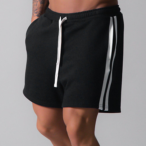 

Men's Running Shorts Athletic Shorts Bottoms Cotton Fitness Gym Workout Marathon Running Jogging Breathable Quick Dry Moisture Wicking Sport Solid Colored White Black Navy Blue Beige / Micro-elastic