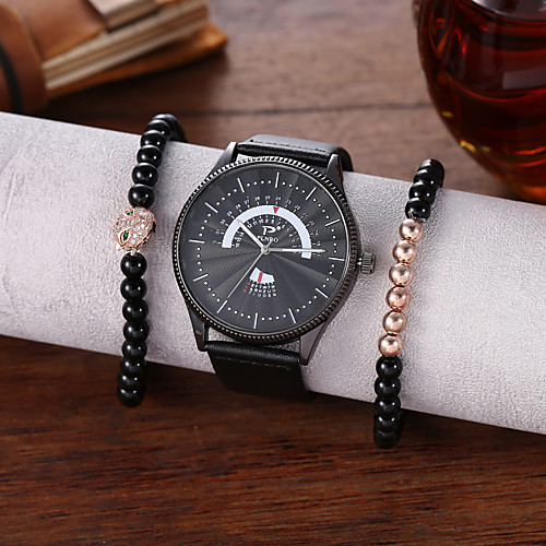 

Men's Dress Watch Analog Quartz Minimalist Chronograph Large Dial / PU Leather