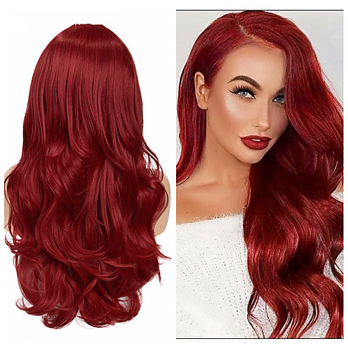 

Synthetic Wig Deep Wave Middle Part Wig Medium Length A15 A16 A17 A18 A19 Synthetic Hair Women's Cosplay Party Fashion Red Pink