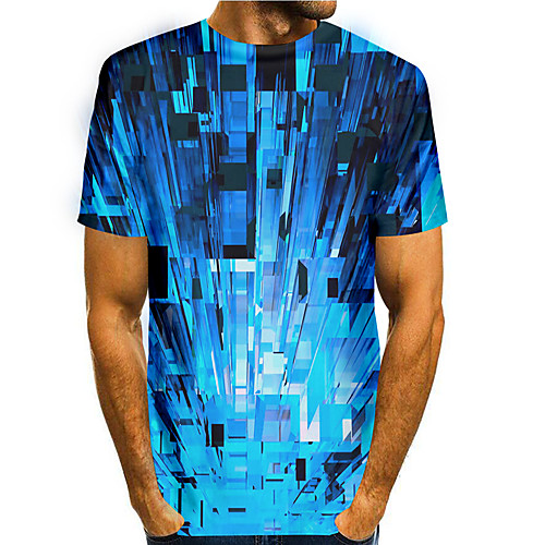 

Men's T shirt 3D Print Graphic 3D 3D Print Short Sleeve Daily Tops Basic Casual Blue Red Dark Blue
