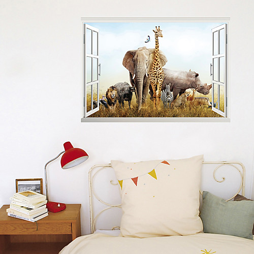 

3D Fake Window New Wall Paste Animal World Home Corridor Background Decoration Can Be Removed Stickers