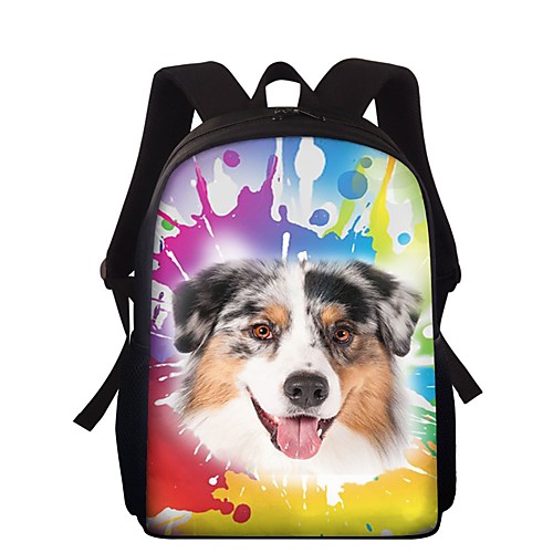 

Unisex Polyester Commuter Backpack Large Capacity Waterproof Zipper Animal School Red Yellow Green Rainbow