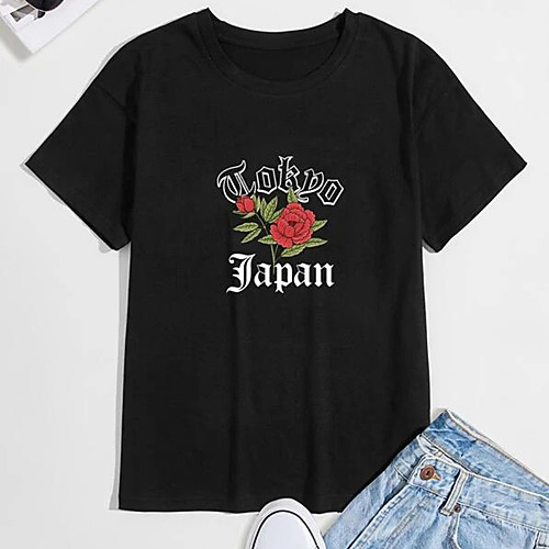 

Men's T shirt Hot Stamping Floral Graphic Prints Print Short Sleeve Daily Tops 100% Cotton Basic Fashion Classic Black