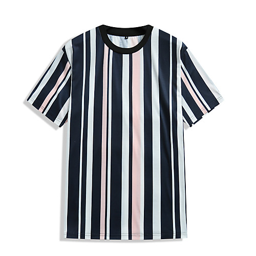 

Men's T-shirt Suits T shirt Other Prints Color Block Short Sleeve Casual Tops Navy Blue