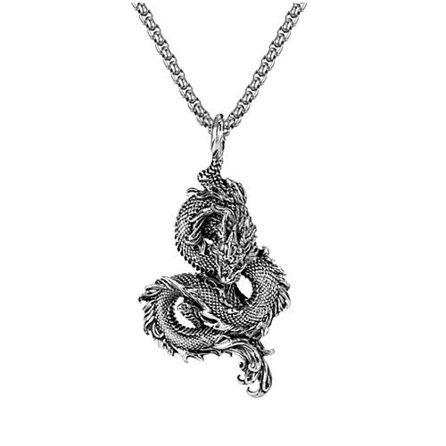

Men's Pendant Necklace Classic Dragon Asian Stainless Steel Gold Silver 55 cm Necklace Jewelry 1pc For Anniversary Street Prom Birthday Party