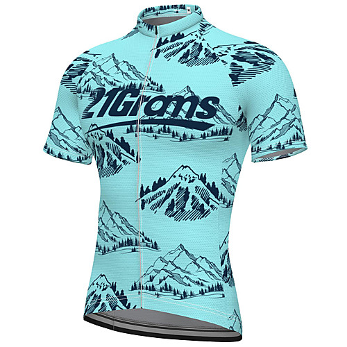 

21Grams Men's Short Sleeve Cycling Jersey Spandex Blue Bike Top Mountain Bike MTB Road Bike Cycling Breathable Quick Dry Sports Clothing Apparel / Athleisure