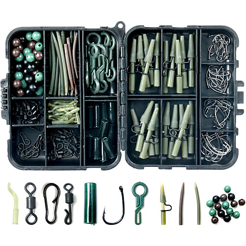 

160 pcs Fishing Hooks Fishing Snaps & Swivels Fishing Beads Fishing Accessories Set Plastic Carbon Steel Easy to Carry Easy to Use Carp Fishing