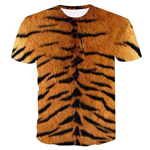 

Men's T shirt 3D Print Animal 3D Print Print Short Sleeve Casual Tops Casual Fashion Light Yellow