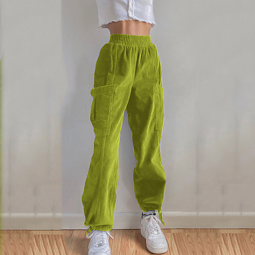 

Women's Stylish Streetwear Comfort Casual Daily Chinos Pants Plain Full Length Pocket Green