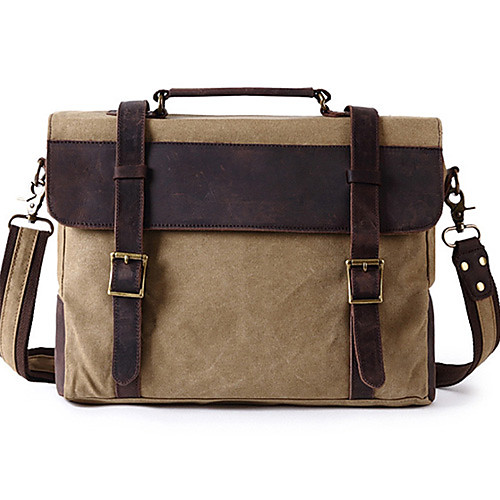 

Men's Bags Canvas Briefcase Solid Color Daily Bag Sets 2021 Canvas Bag Earth Yellow Army Green Khaki Dark Gray