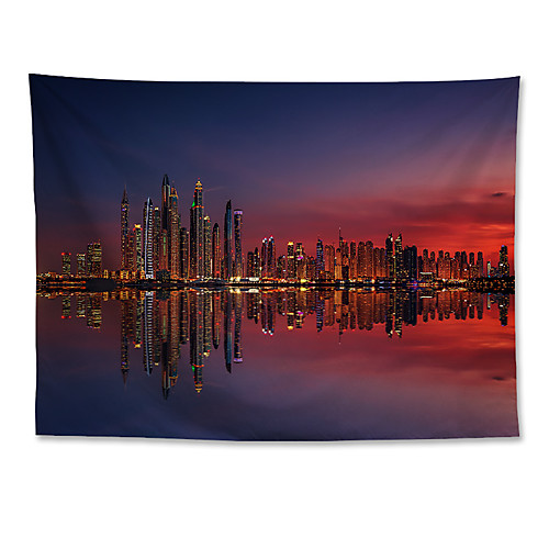 

Wall Tapestry Art Decor Blanket Curtain Hanging Home Bedroom Living Room Decoration Polyester Dubai Marina Sunset City Night Scenery