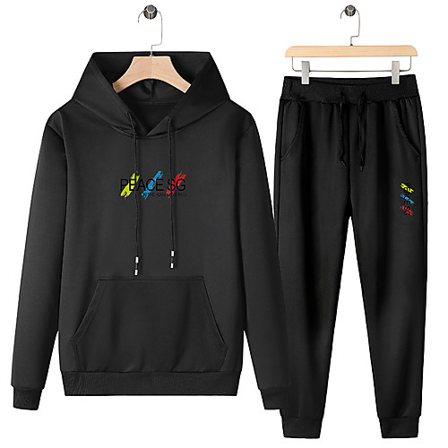 

Men's Sweatsuit 2 Piece Set Elastic Waistband Hoodie Sport Athleisure Clothing Suit Long Sleeve Breathable Soft Comfortable Exercise & Fitness Everyday Use Outdoor Fitness Exercising / 2pcs / pack