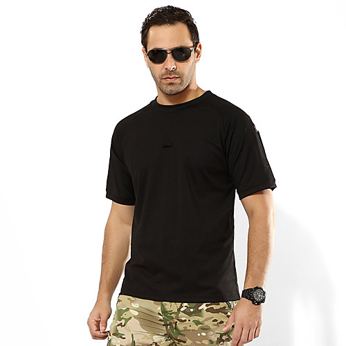 

Men's Hunting T-shirt Short Sleeve Outdoor Summer Quick Dry Breathability Wearable Soft Solid Colored Polyester Black Camouflage Blue Khaki Green / Camo / Camouflage