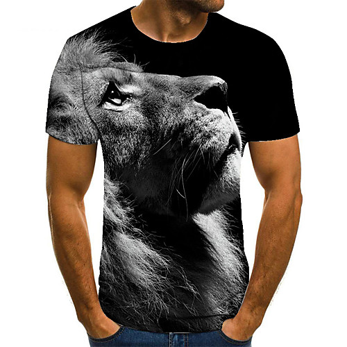 

Men's T shirt 3D Print Animal 3D Print Print Short Sleeve Casual Tops Casual Fashion Black / White