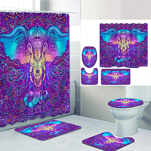 

Bathroom Shower Curtain & Mat Set Modern Polyester New Design