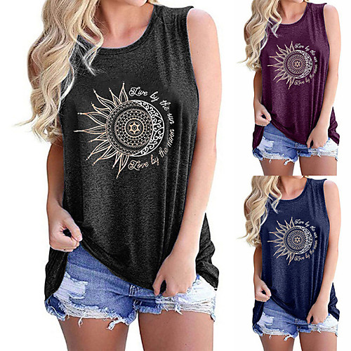 

Women's Tank Top Tee / T-shirt Pure Color Crew Neck Cotton Sport Athleisure Top Sleeveless Breathable Soft Comfortable Everyday Use Street Casual Daily Outdoor