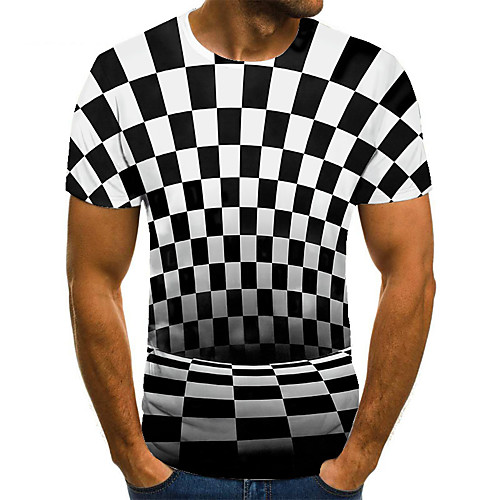

Men's T shirt 3D Print Geometric 3D Print Print Short Sleeve Casual Tops Casual Fashion Black / White