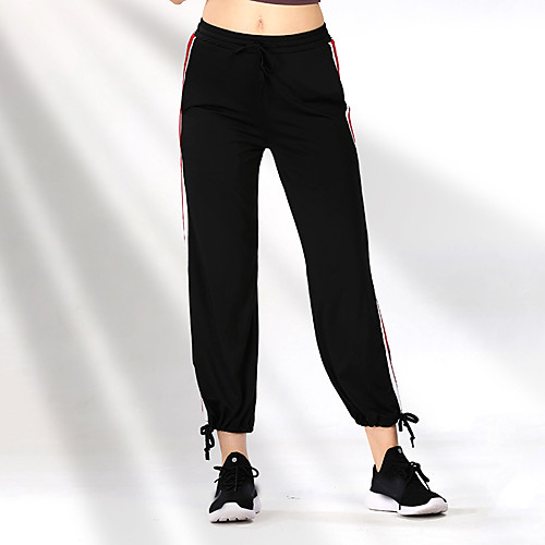 

Women's High Waist Joggers Jogger Pants Athletic Bottoms Side-Stripe Drawstring Elastane Fitness Gym Workout Running Training Exercise Breathable Soft Sweat wicking Normal Sport Stripes Black Red