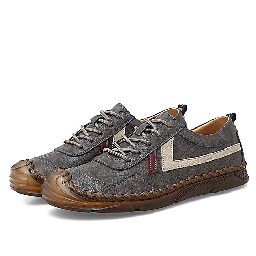 

Men's Trainers Athletic Shoes Sporty Casual Athletic Outdoor Running Shoes Walking Shoes Cowhide Handmade Booties / Ankle Boots Black Beige Gray Spring Summer