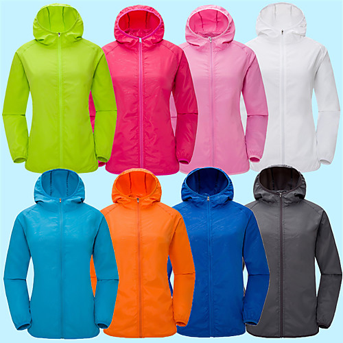 

Women's Men's Hiking Skin Jacket Hiking Windbreaker Outdoor Solid Color Packable Waterproof Lightweight UV Sun Protection Outerwear Jacket Top Full Length Visible Zipper Fishing Climbing Running