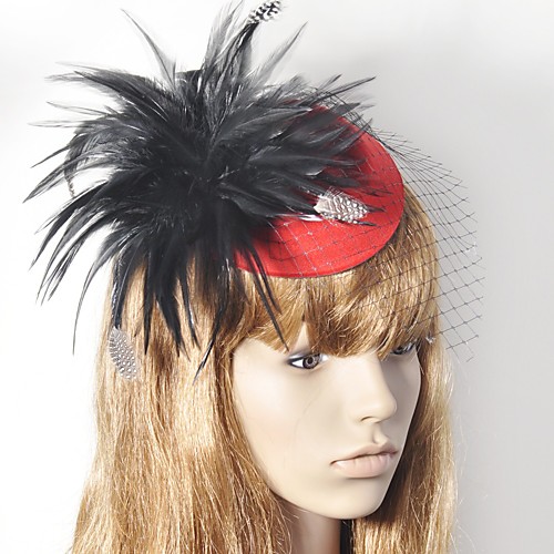 

Elegant Retro Tulle / Feather Fascinators with Feather 1 Piece Special Occasion / Party / Evening Headpiece