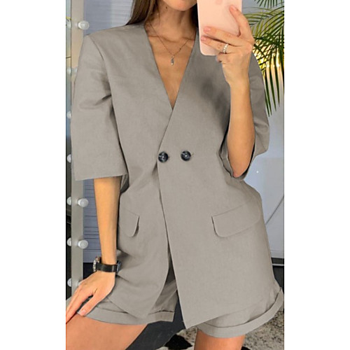 

Women's Print Patchwork Spring & Summer Jacket Regular Daily Half Sleeve Polyster Coat Tops Blue