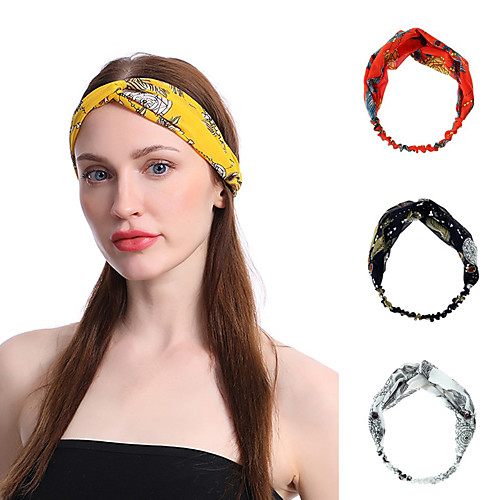 

2 pcs Cross-printed Hair Band Headdress Wholesale Chiffon Yoga Sports Wash Hair Band Retro Headband