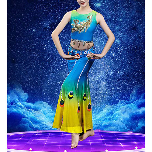 

Belly Dance Traditional & Cultural Wear Skirts Embroidery Paillette Women's Training Performance Sleeveless High Chiffon