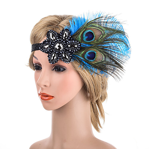 

1920s Vintage Inspired Feather / Fabric Fascinators with Feather / Crystals 1 Piece Special Occasion / Party / Evening Headpiece