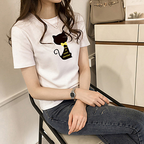 

Women's Tee / T-shirt Pure Color Crew Neck Spandex Cat Sport Athleisure Top Short Sleeves Breathable Soft Comfortable Everyday Use Casual Daily Outdoor