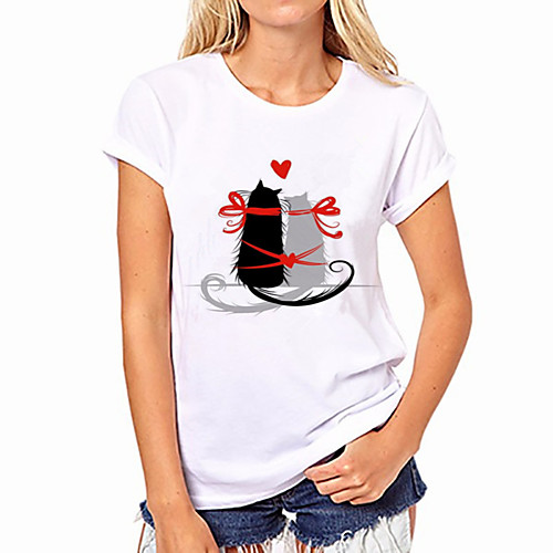

Women's Tee / T-shirt Pure Color Crew Neck Cat Sport Athleisure T Shirt Top Short Sleeves Breathable Soft Comfortable Everyday Use Street Casual Daily Outdoor
